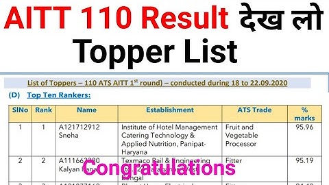 AITT 110 1ST ROUND TOPPER LIST || AITT Result Top 10 Rank Students