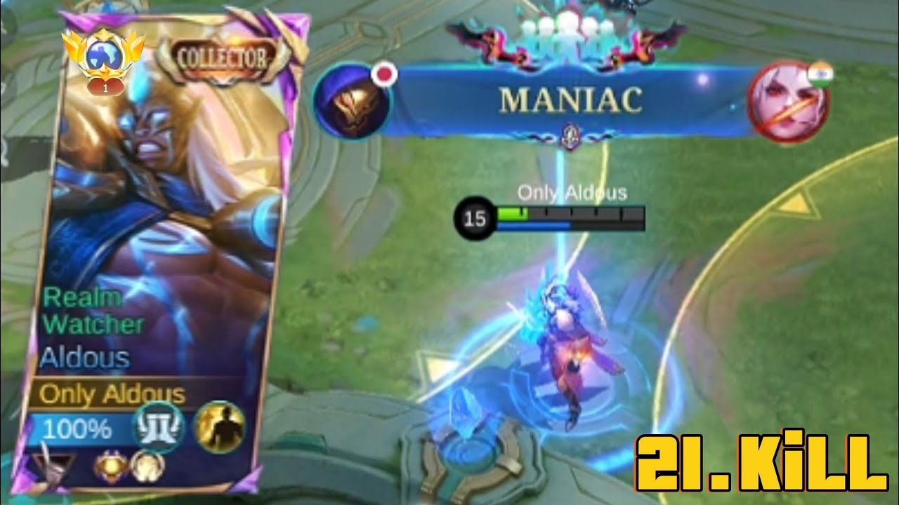 21KILL! 1X MANIAC ALDOUS BEST EXPLANE GAMEPLAY!TOP GLOBAL NO.1 ALDOUS BUILD=💀