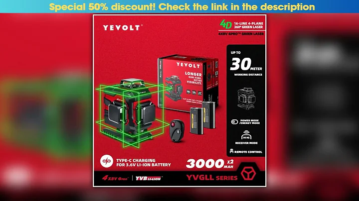 YEVOLT YVGLL4XS16DP 4Plane Green Laser Level 4D 16 Lines with All Day Work SelfLeveling Measuring