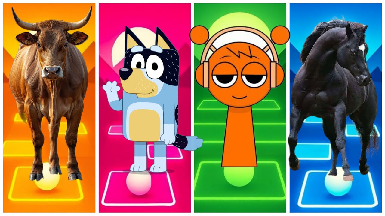 Funny  Cow🐃 🆚Funny BULL🐎🆚Funny Cow🐐🆚Funny Bull🐂🔴Tiles Hop EDM Rush