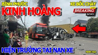 Hiện trường.kinh.hoàng XE PHƯƠNG TRANG & CONTAINER.BỐC.CHÁY - VIỆT KIỀU & DU KHÁCH NHÌN LẠNH NGƯỜI