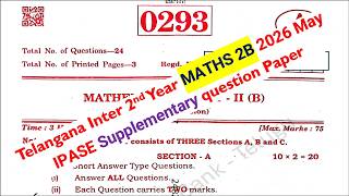 TG Inter 2nd Year Maths 2B 2026 May Supplementary Question Paper Telangana Supply Paper TS
