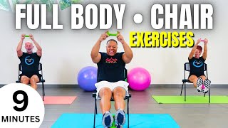 Full Body Chair Workout with Dumbbells | Seated Strength Training | For Seniors & Beginners