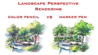 COLORPENCIL VS MARKER PEN RENDERING IN CONCEPTS APP - Timelapse - ipad Pro