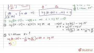 A body cools from `60%C` to `50^`C in 10 min. Find its temperature at the end of next 10 min if ...