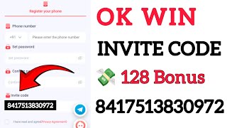 Ok Win Invite Code How To Register Ok Win Game Ok Win App Invite Code