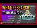 What RESEARCH to do as a F2P! - Lords Mobile