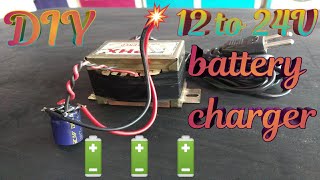 DIY  12 to 24 V fast battery 🔋 charger at home only 70₹ 🔥🔥🔥