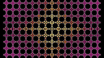 Possibly a metamaterial: Waves in a 15 by 9 lattice of connected circles