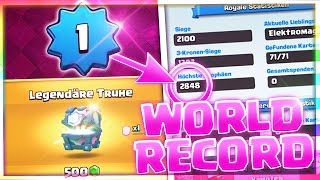 LEVEL 1 WORLD RECORD! 2850 TROPHIES + CHEST OPENING! • CLASH ROYALE DEUTSCH