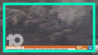 Ohio communities evacuated after freight train derails, releases toxic chemicals