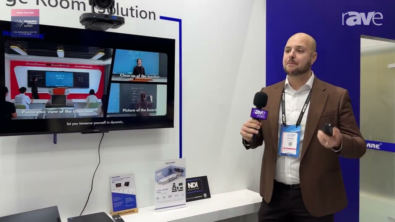 ISE 2025: ROCWARE Exhibits RB20 Meeting Room Video Bar With Integrated Optical Zoom PTZ Camera