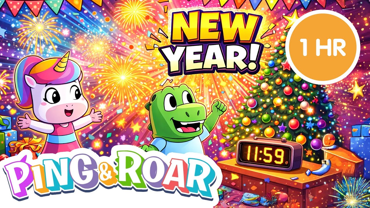🎆 Ping & Roar: Especial de Año Nuevo 1 Hora | Dibujos Animados para Niños 🦄🦖