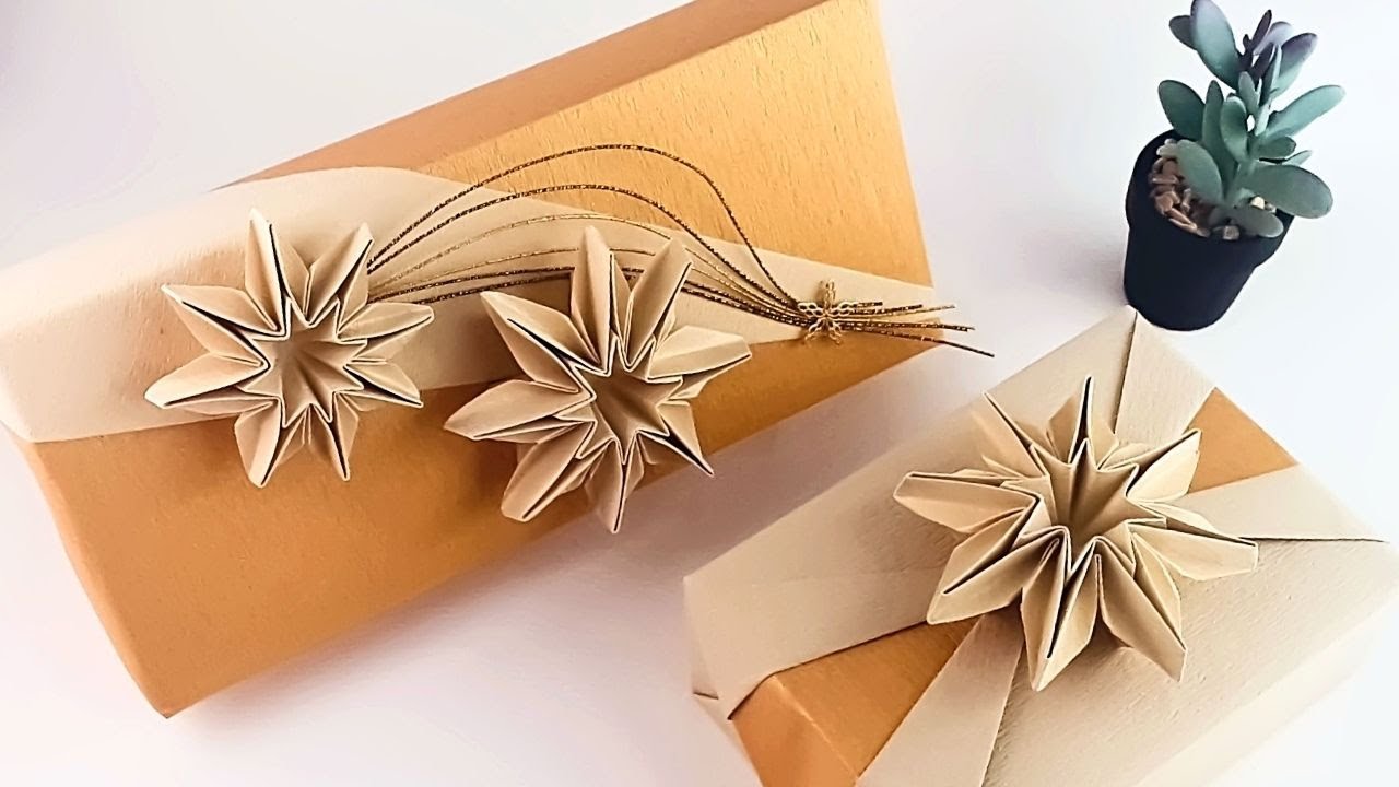 WRAPPING PRESENTS GIFT BOX PACKING + ORIGAMI PAPER FLOWER STAR