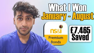 My Premium Bonds Winnings January to August 2023