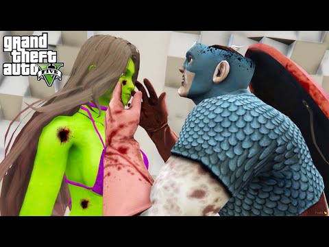 CAPITÃO AMÉRICA MORDEU MULHER HULK no GTA 5