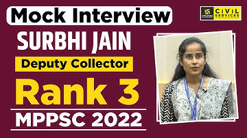 MPPSC 2022 Topper Rank 3 Surbhi Jain (Deputy Collector) | Mock Interview | MPPSC Utkarsh