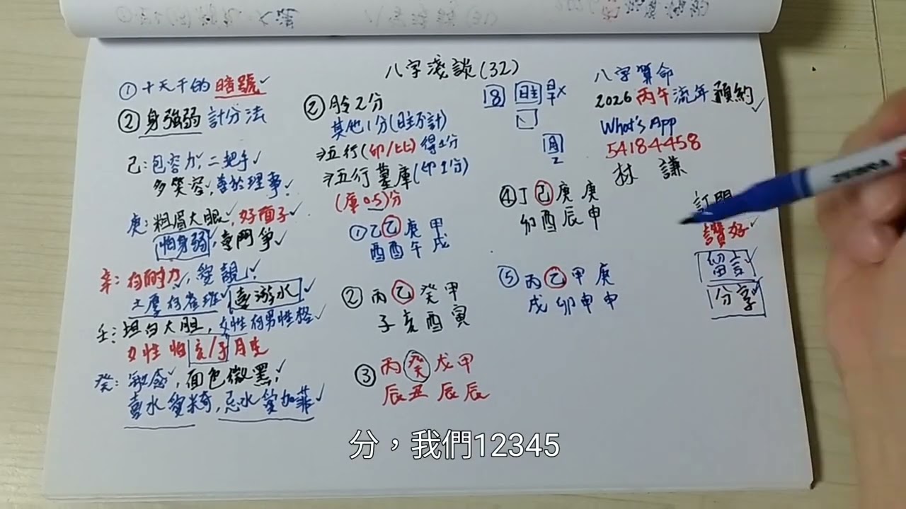 八字淺談(32) 十天干暗號 及 身強弱計分法 八字算命| 陽宅風水 |擇吉用事| 改名