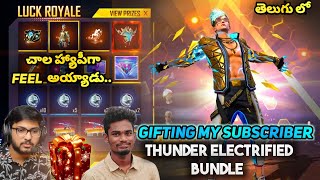 Gifting My Subscriber Thunder Electrified Bundle - Hurricane Royale -Free Fire Telugu - MBG ARMY