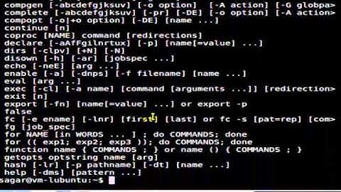 How to get the list of all internal commands in Unix