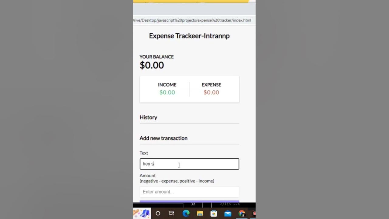Expense tracker using html css and javascript | coding status #shorts # ...