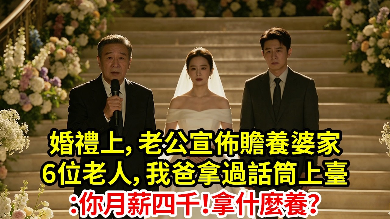 婚禮上，老公宣佈贍養婆家 6位老人，我爸拿過話筒上臺 ：你月薪四千！拿什麼養？#為人處世#生活經驗#情感故事#婚姻