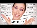 MY TOP 3 PRODUCTS in each makeup category!!!