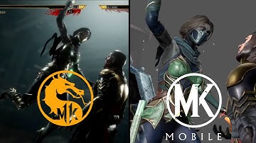 MK 11 vs MK Mobile - JADE all moves & Fatal Blow, Friendship Side-by-side Comparison.