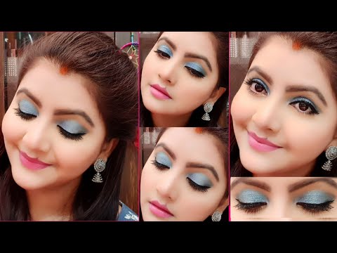 लैक्मे सीसी क्रीम से मेकप करें आसानी से | AQUA BLUE eye makeup look | RARA |BLUE EYES WITH PINK LIPS