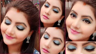 Lakme CC cream makeup look | AQUA BLUE eye makeup look | RARA |BLUE EYES WITH PINK LIPS