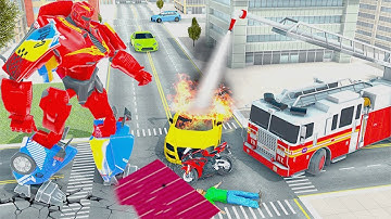 Firefighter Robot Transforming Truck Robot Games 2021 - Gameplay Walkthrough Part 2 (Android, iOS)