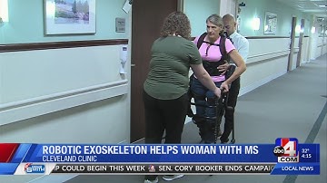 Robotic exoskeleton helps woman, with MS, walk