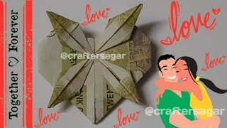 money origami heart with flower ❤️ 20 rupees note  @craftersagar