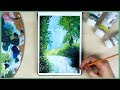 How to Paint a Waterfall with Acrylic Paint for Beginners | Art Journal Thursday Ep. 23