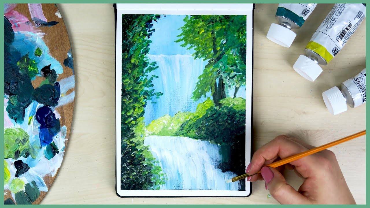 Featured image of post Scenery Simple Waterfall Painting Easy