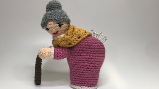 Sweet grandma is your helper in knitting👵🏻you won't lose your pins 📍grandma pincushion - crocheted