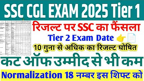 SSC CGL TIER-1 CUT OFF 2025 || SSC CGL TIER-1 RESULT 2025 || SSC CGL HARD SHIFT NORMALISATION