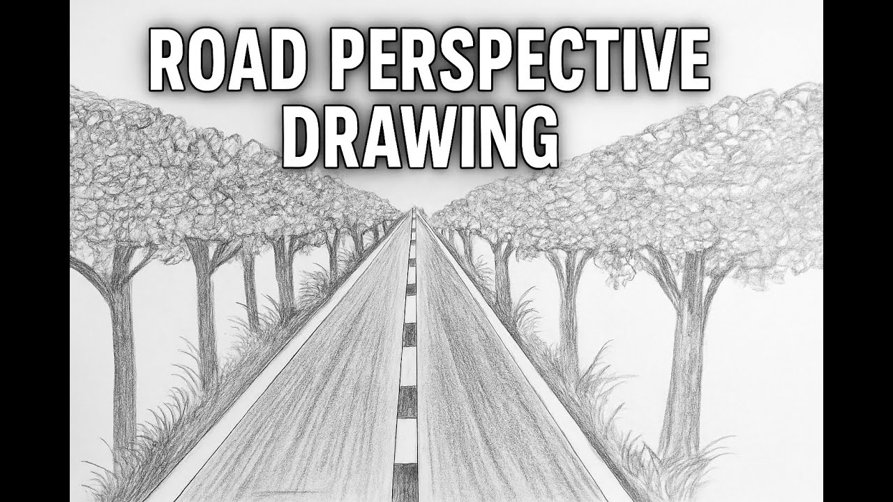 How to Draw Road Perspective Pencil Sketch | Easy Landscape Drawing Step by Step