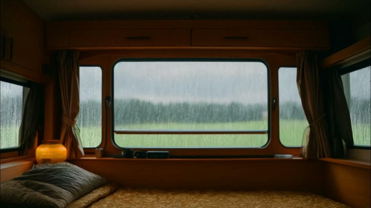 Sleep in car in heavy rain and thunderstorm for rest and sleep Heavy