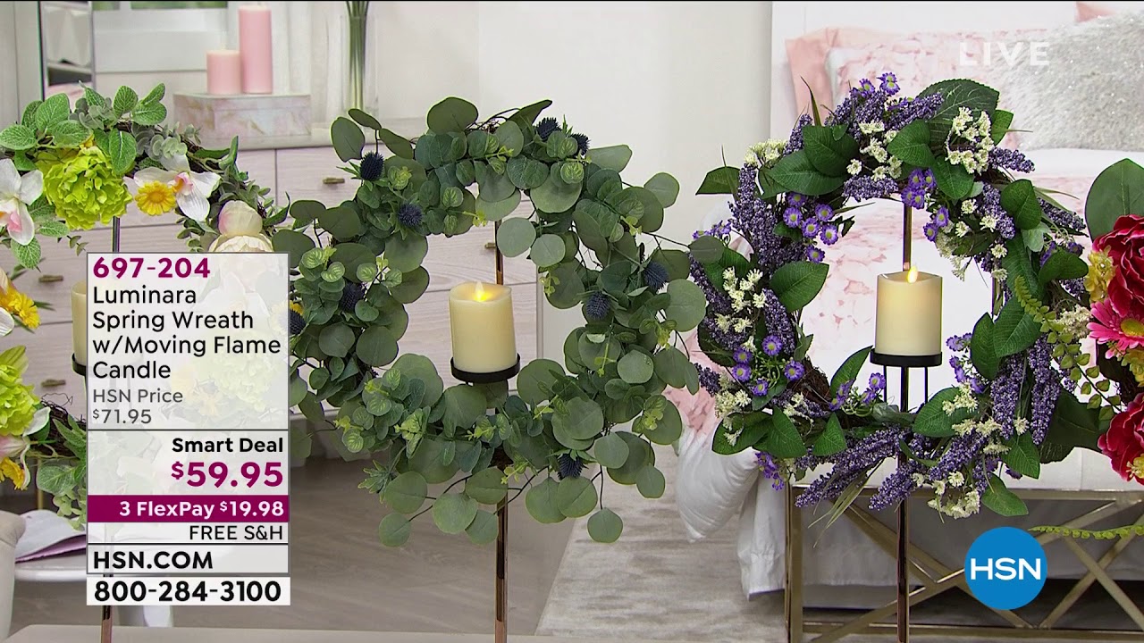 Luminara Spring Wreath with Moving Flame Candle YouTube