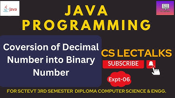 Java program to covert decimal to binary  || Sctevt java programming|| Java decimal to binary|Expt-6
