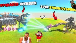 SHINCHAN and CHOP BONE BRACHIOSAURUS vs UPGRADED OVERSEER in Animal Revolt Battle Simulator Game screenshot 2