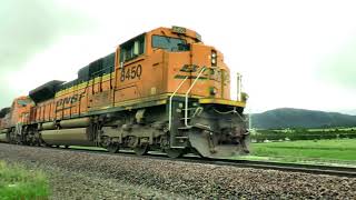 long BNSF coal train comes to a stop near Palmer Lake