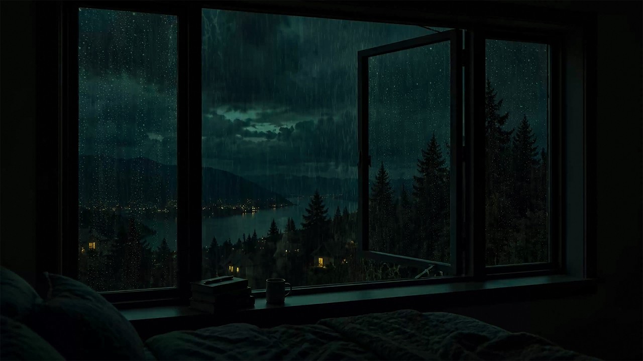 Gentle Night Rain in Beyond at the Bedroom Window | Soft Night Ambience for Relaxation & Sleeping