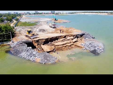 Be Careful! Step Mission Fixing Landslide Use Stones Mix With Sand Protect Build Strong Foundation