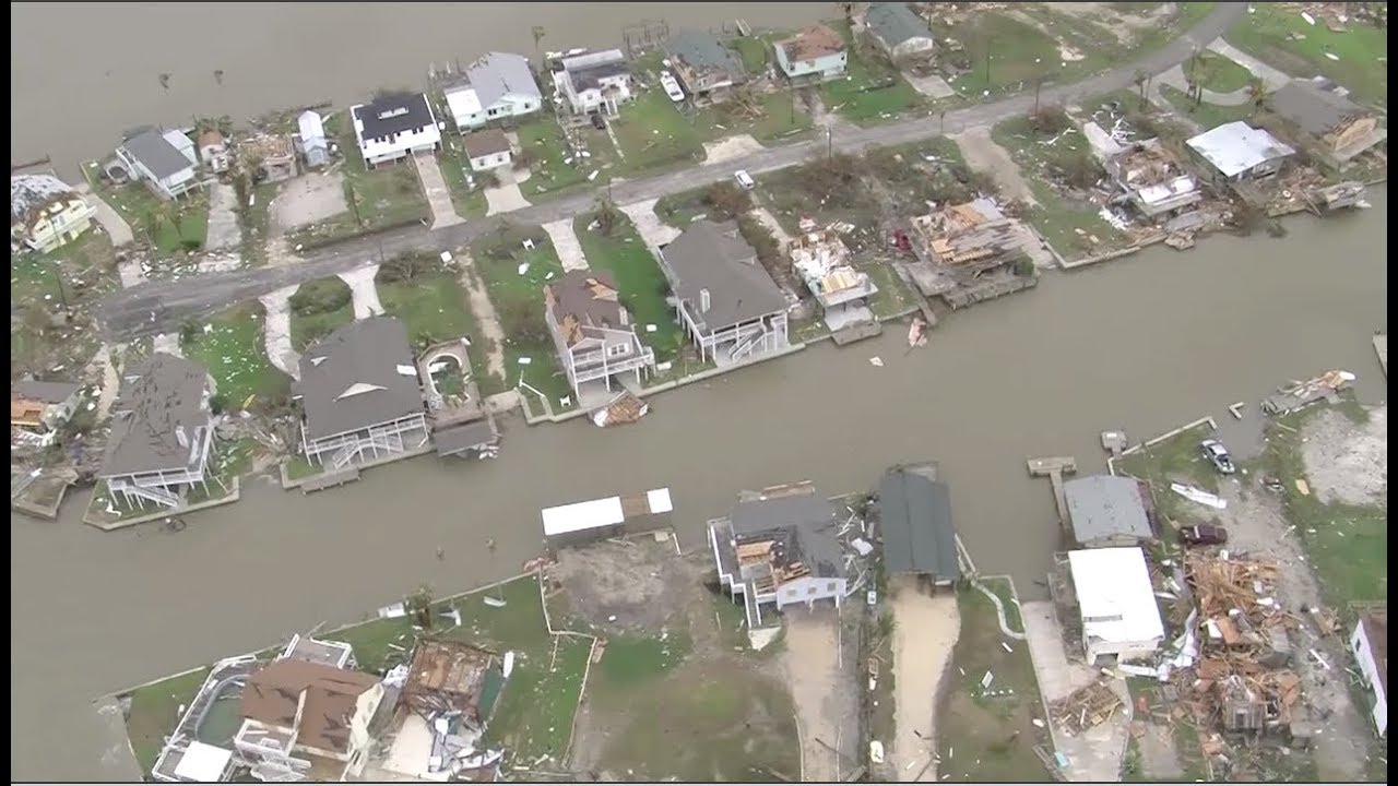 Massive Flooding And Damage In Rockport, Texas From Harvey Aerial