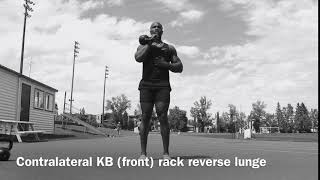 Contralateral KB (front) rack reverse lunge