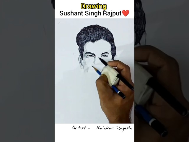 unique idea to draw✔️| Sushant Singh Rajput Drawing ❤️ | Kalakar Rajesh class=