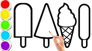 Ice cream drawing, Painting 🖌️🎨 and Coloring for kids and Toddlers| Ice cream drawing easy