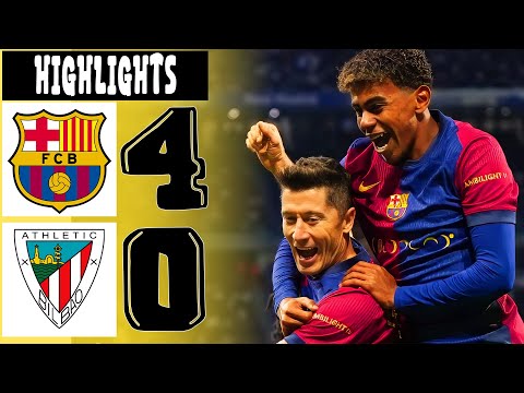 برشلونة ضد أتلتيك بلباو 4 0 جميع الأهداف والملخصات كرة القدم 2025 